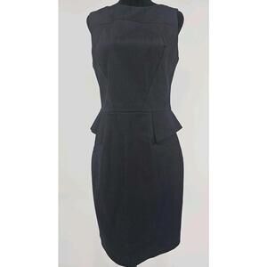 Cue Pinstripe Shift Dress Sz10 Navy